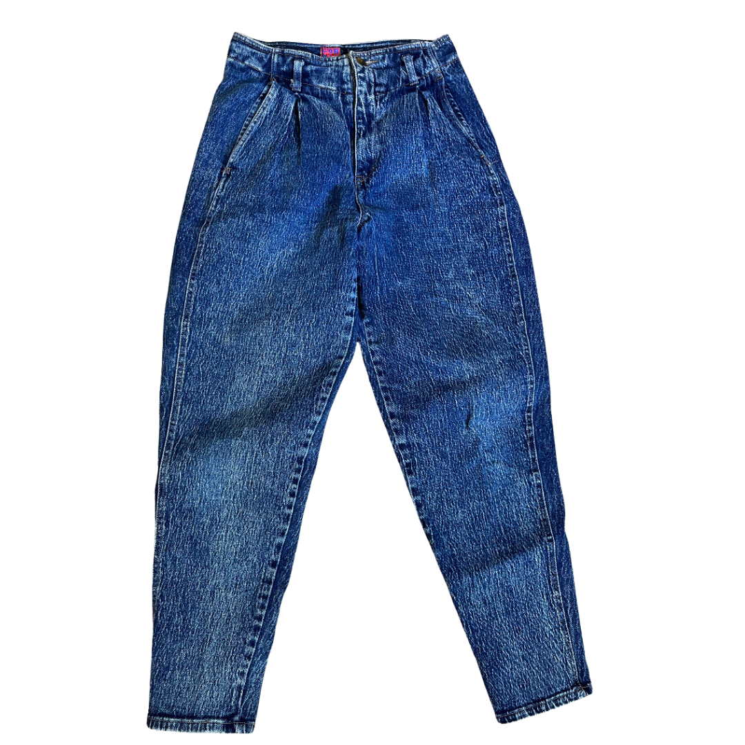 1980s Pleated Acid Wash Denim Jeans by Corniche