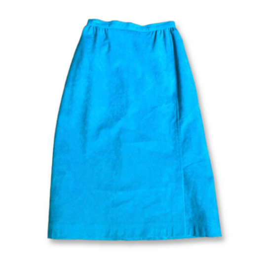 1970s-1980s Teal Faux Suede A-Line Skirt by Designer Images