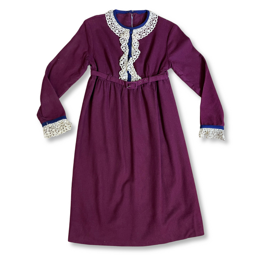 Maroon Meadows Vintage Prairie Dress in rich maroon, showcasing classic elegance for timeless style.