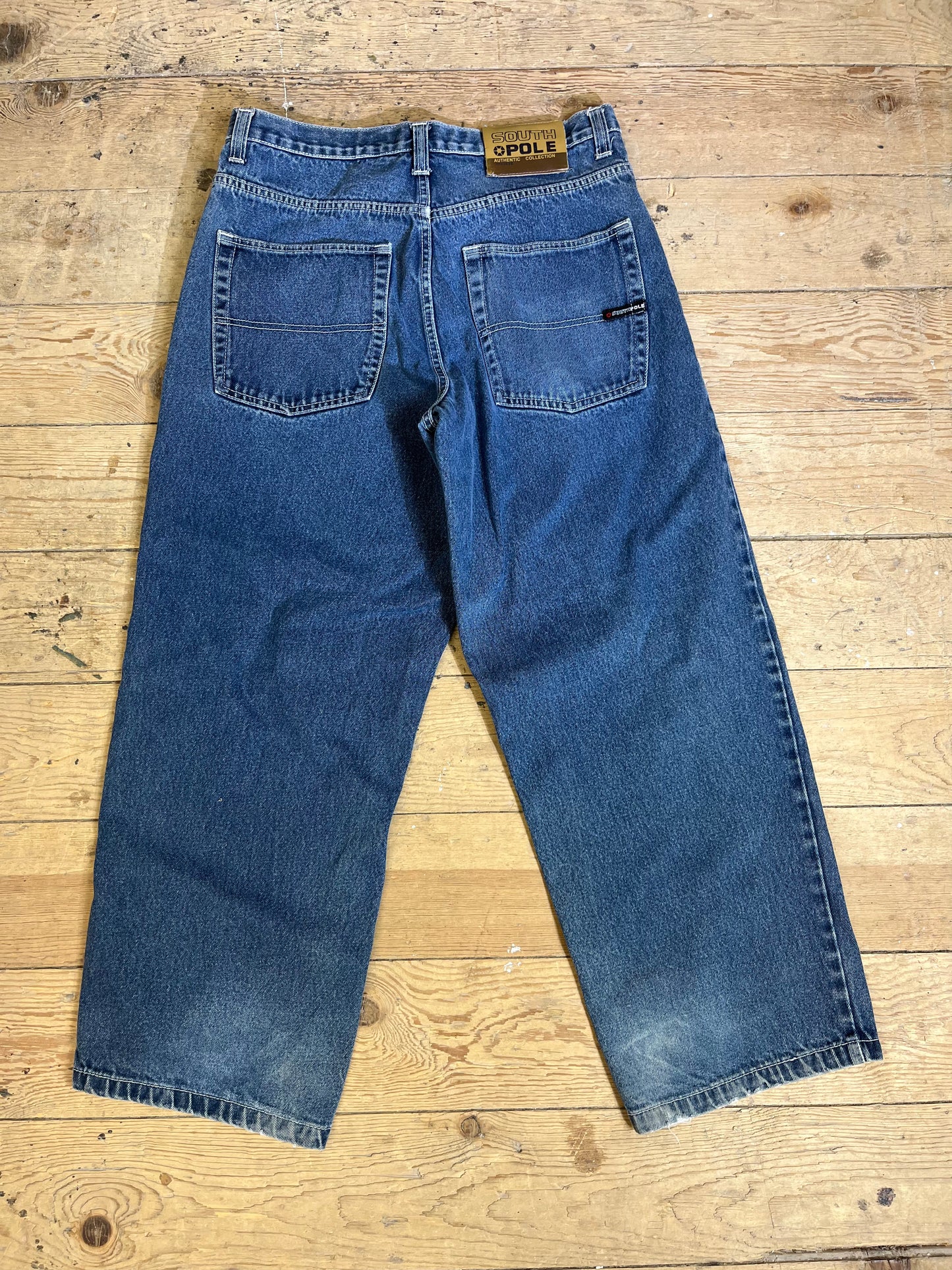 1990s- Y2K Era Streetwear Baggy Mid-Wash Denim Jeans by SOUTH POLE