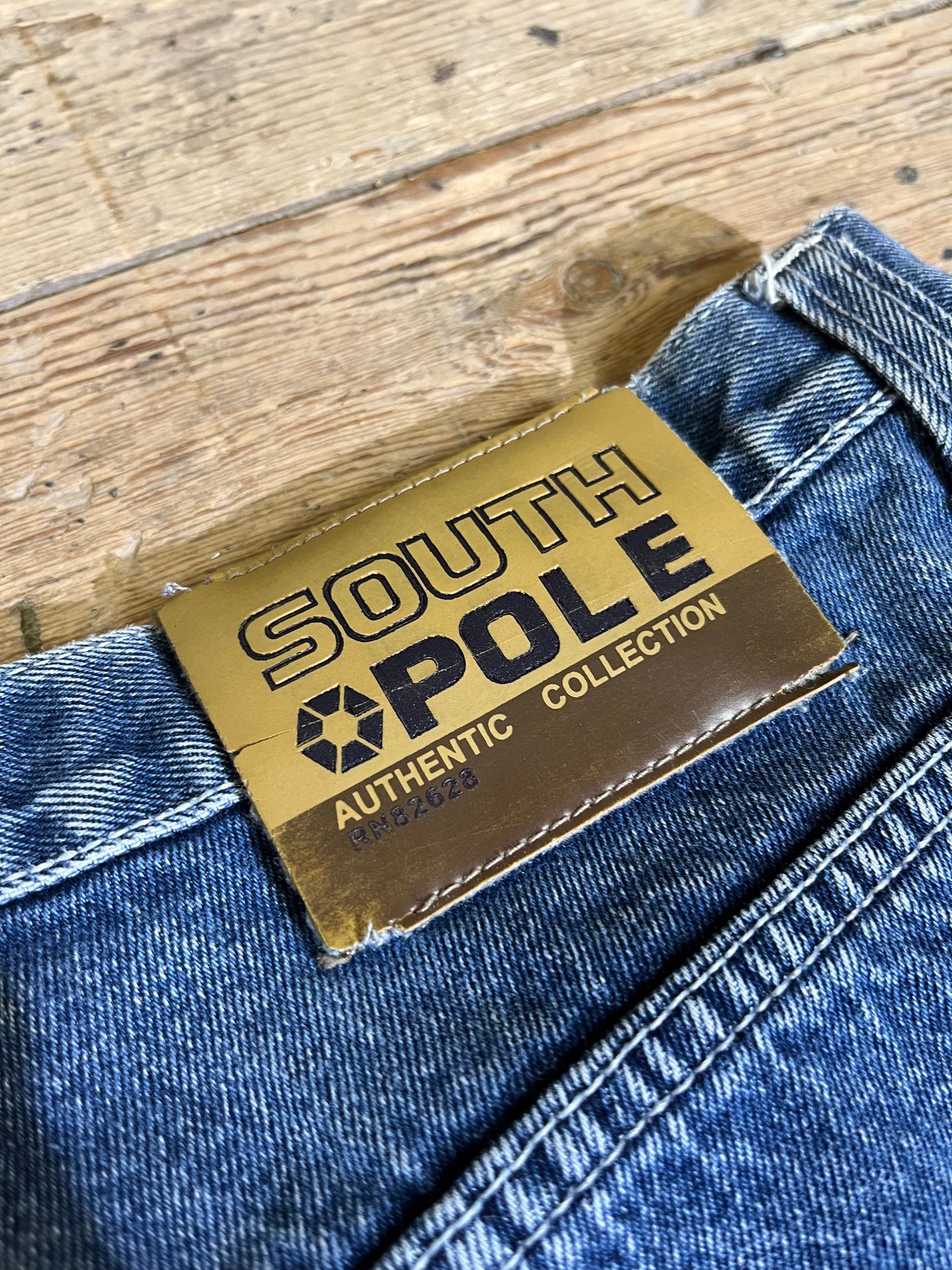 1990s- Y2K Era Streetwear Baggy Mid-Wash Denim Jeans by SOUTH POLE