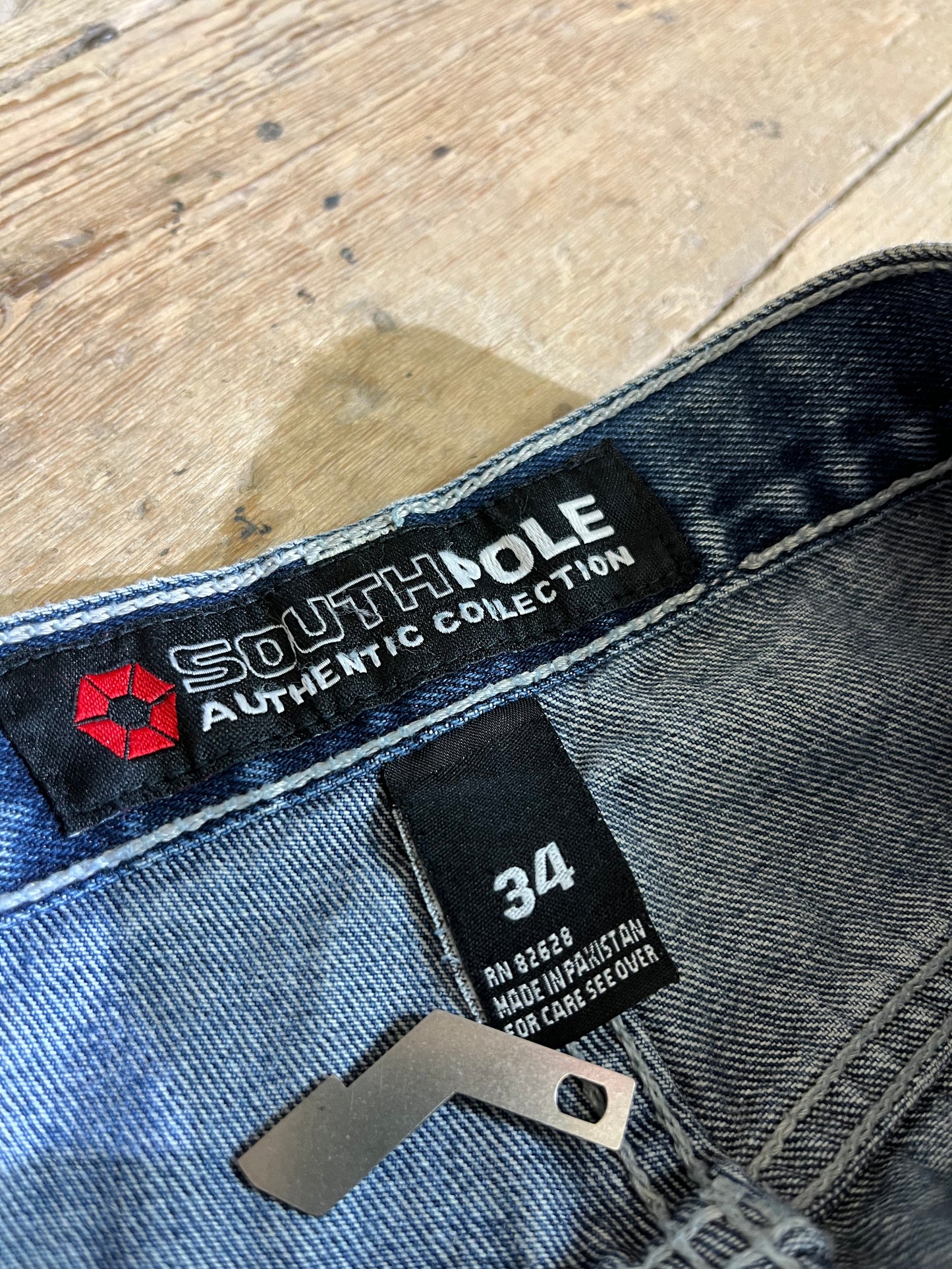 1990s- Y2K Era Streetwear Baggy Mid-Wash Denim Jeans by SOUTH POLE