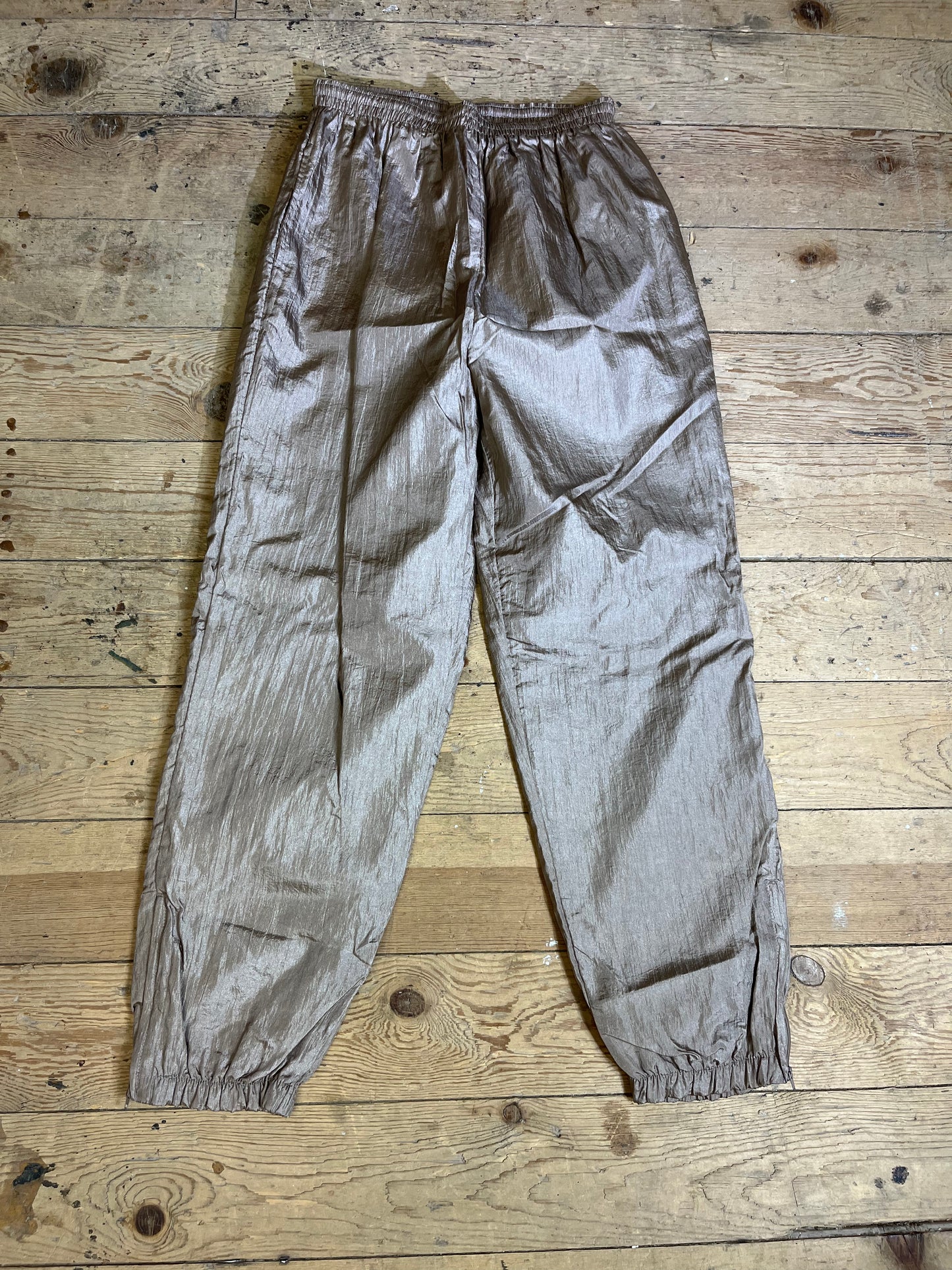 1980s-1990s Gold Metallic Nylon Windbreaker Pants by New York Classics