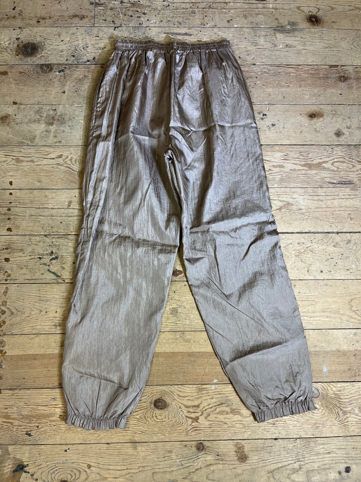 1980s-1990s Gold Metallic Nylon Windbreaker Pants by New York Classics