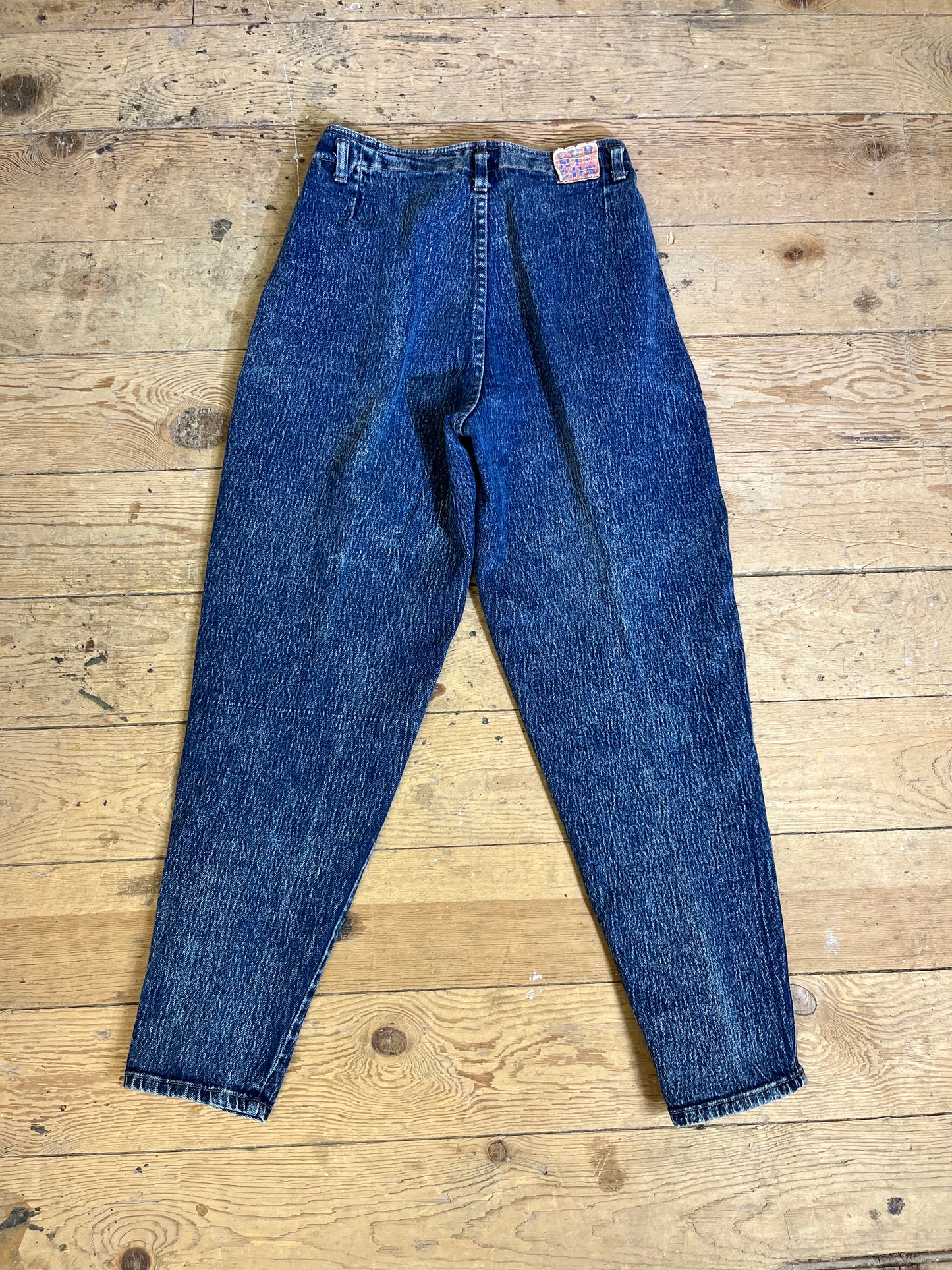 1980s Pleated Acid Wash Denim Jeans by Corniche