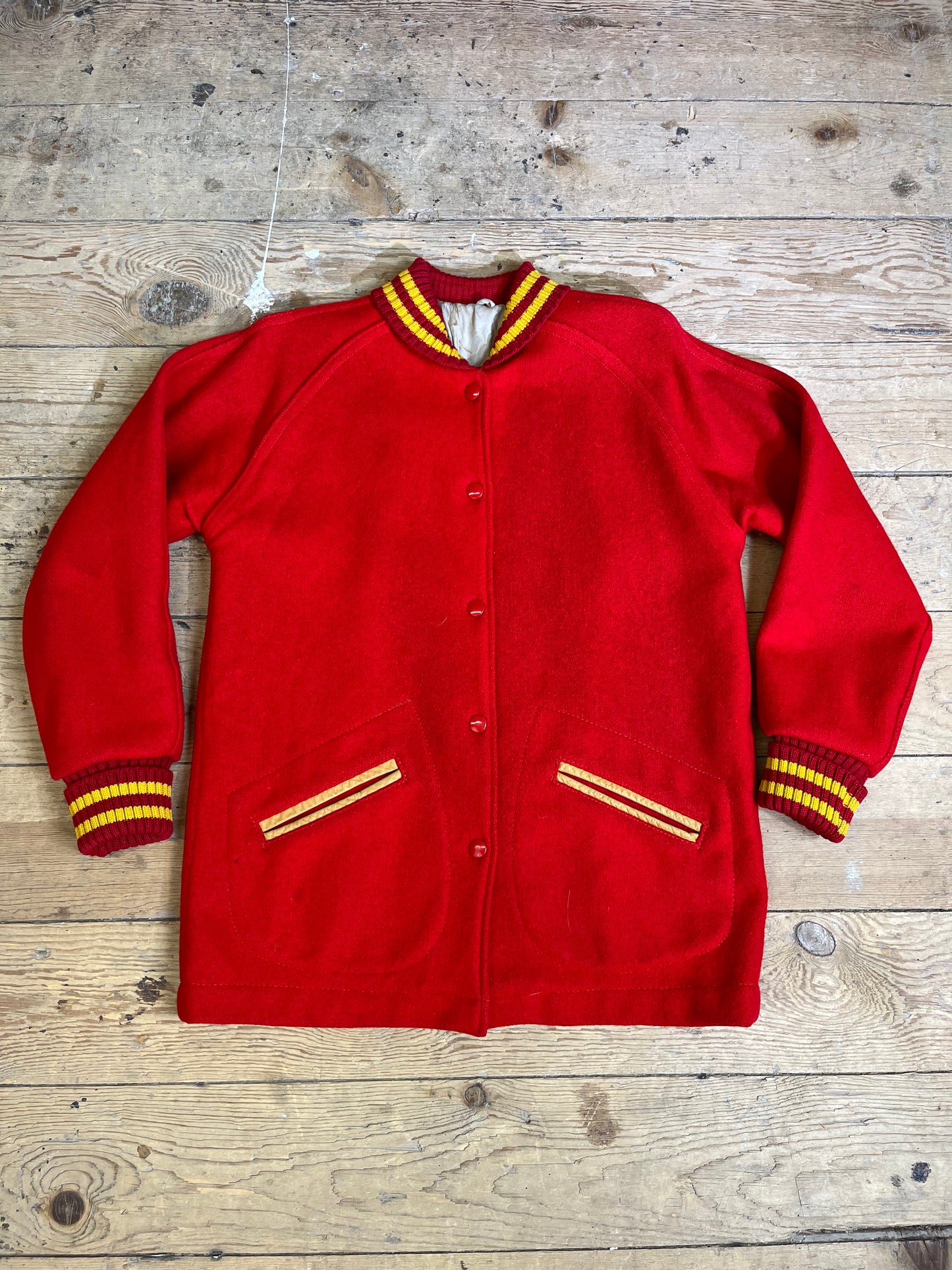 1960s Vintage Red & Yellow Sport Coat by Lasley Knitting Co.