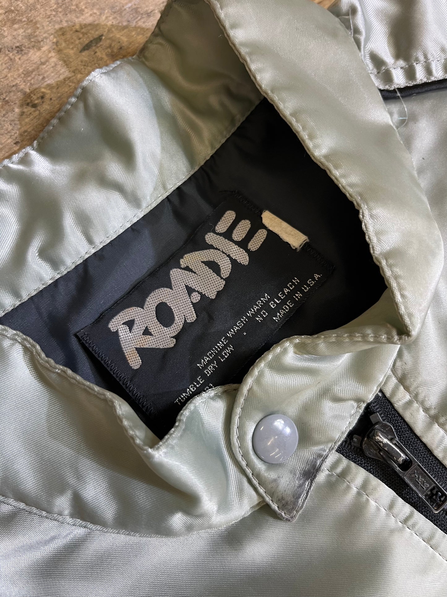 1980s Duran Duran Silver Satin Bomber Jacket by ROADIE