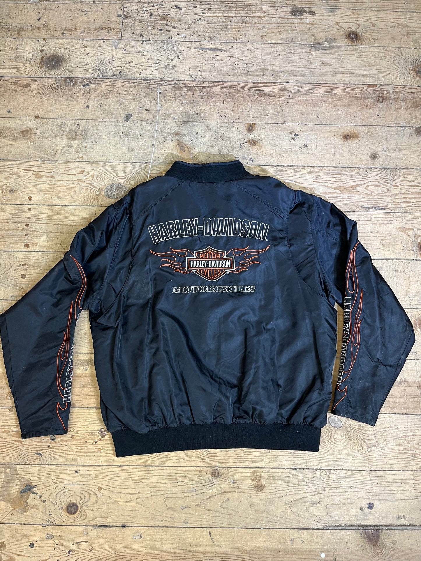 Harley Davidson Flames Zip-Up Bomber Jacket by Harley Davidson Motor Clothes