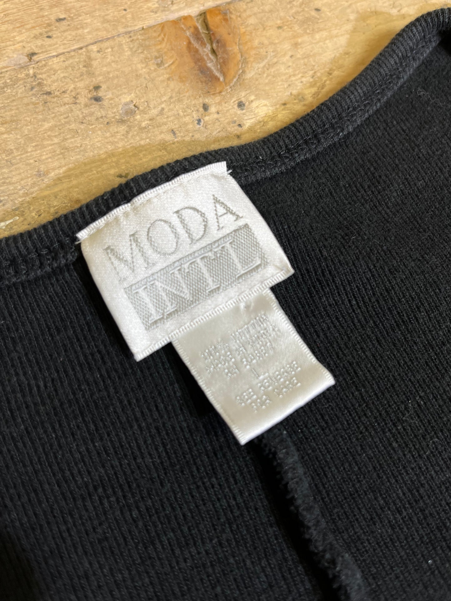 1990s Zip Front Black Cotton Casual Dress by MODA INT'L