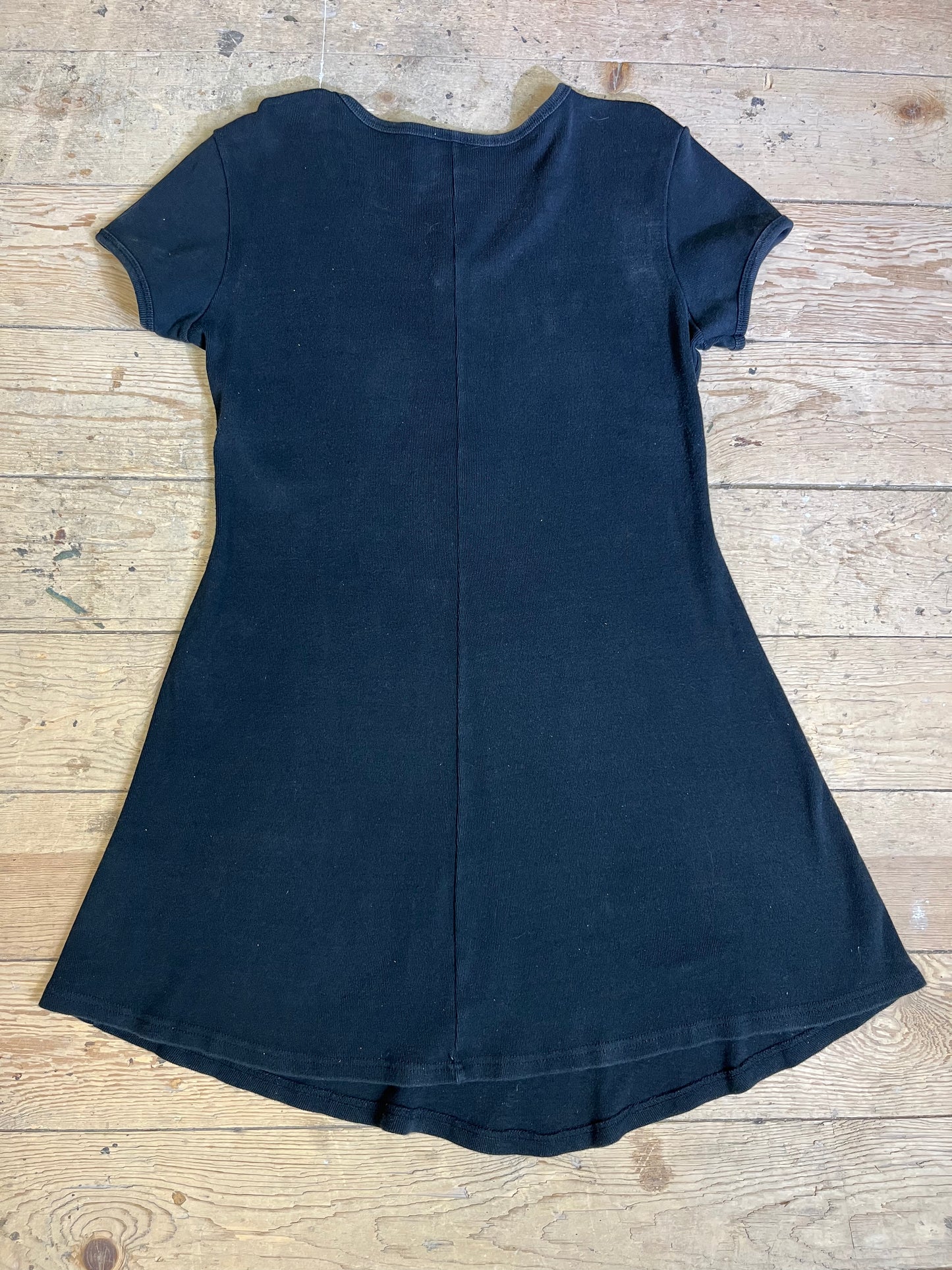 1990s Zip Front Black Cotton Casual Dress by MODA INT'L