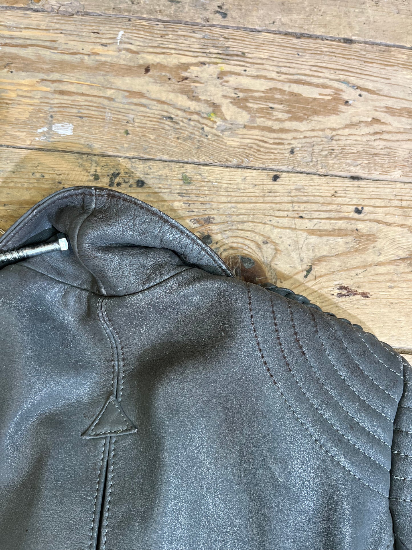 Gray Leather Motorcycle Jacket by Hein Gericke for Harley Davidson