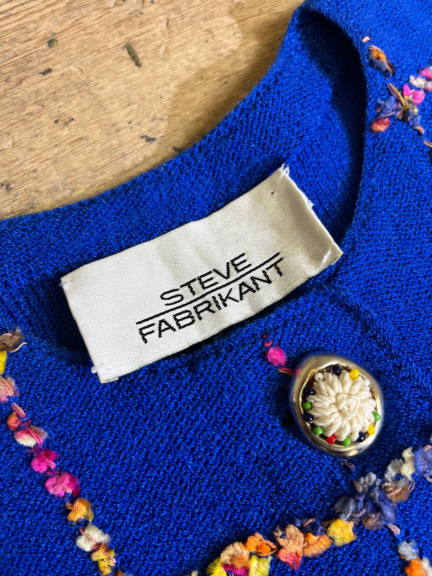 1980s-1990s Royal Blue Knit Adorned Dress by Steve Fabrikant