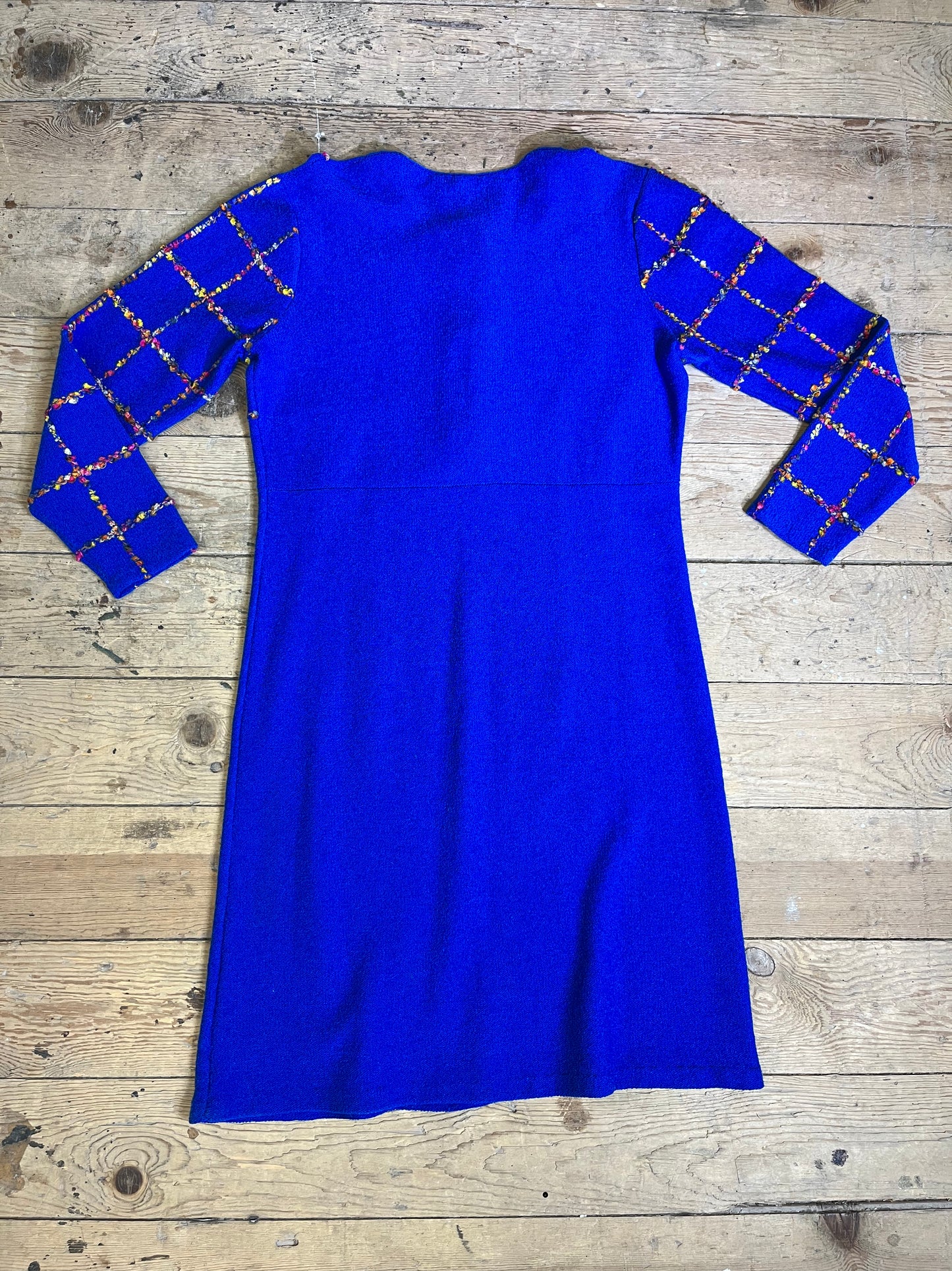 1980s-1990s Royal Blue Knit Adorned Dress by Steve Fabrikant