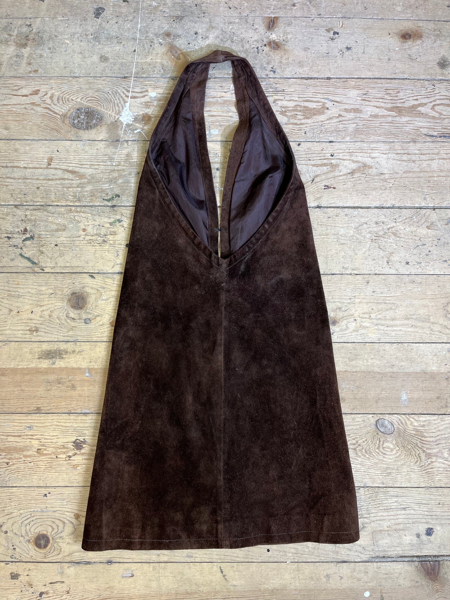 Rare 1960s-1970s Brown Suede Halter Dress by Pierre Cardin