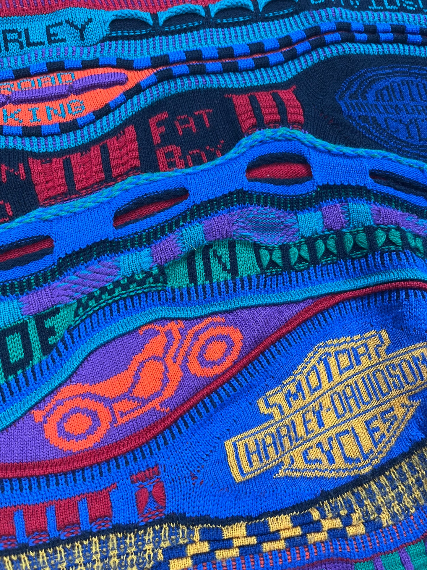 Rare 1990s Multicolor Wool Coogi-Style Sweater by Harley Davidson