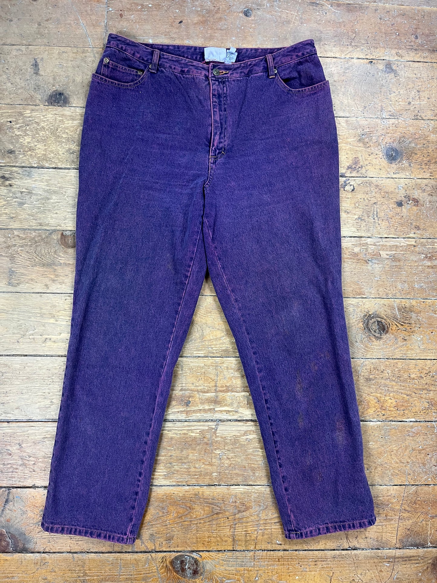 1990s Purple Acid Wash Denim Jeans by Newport News Jeanology