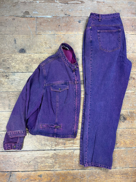 1990s Purple Acid Wash Denim Jeans by Newport News Jeanology