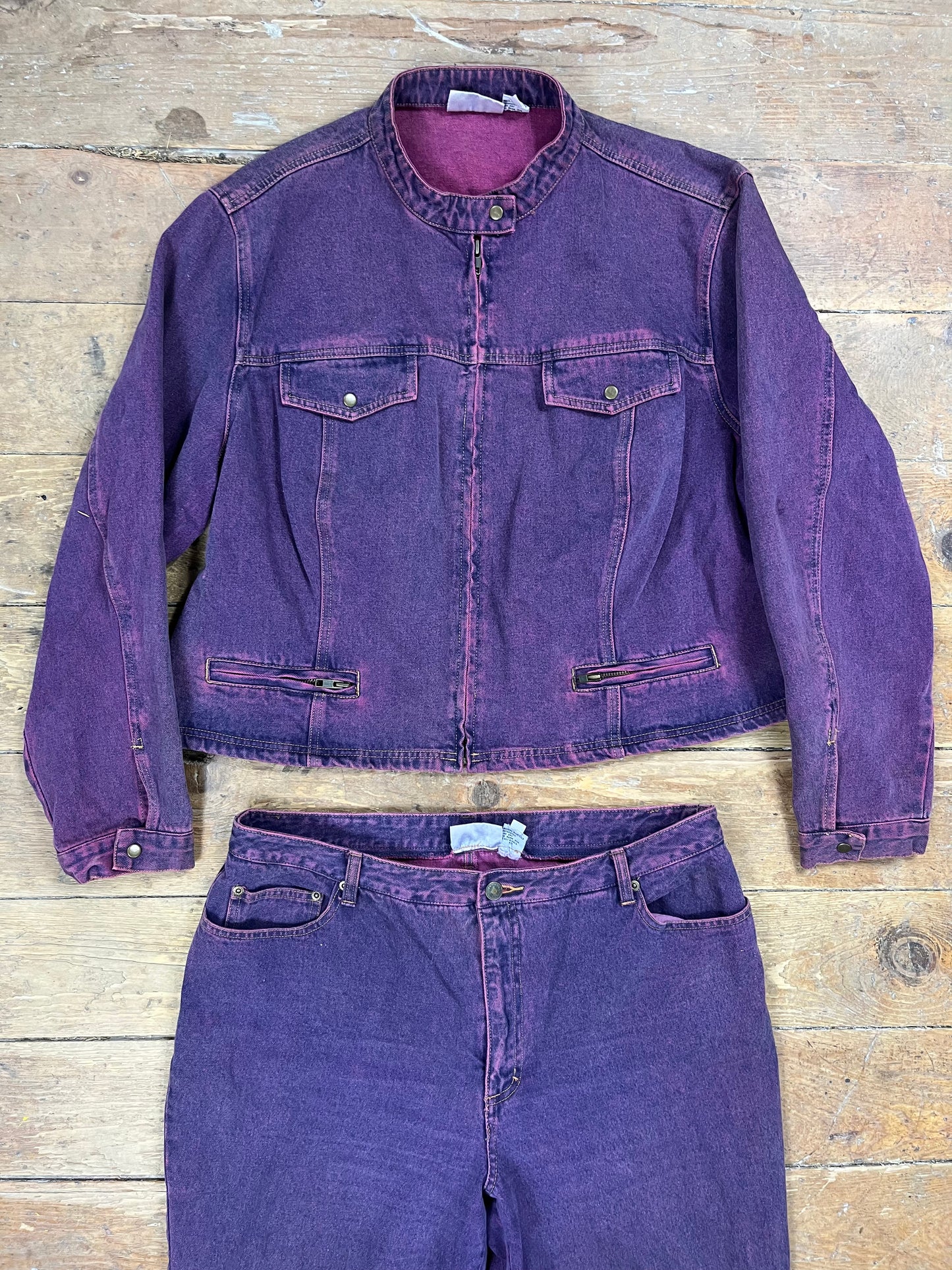 1990s Purple Acid Wash Denim Jeans by Newport News Jeanology