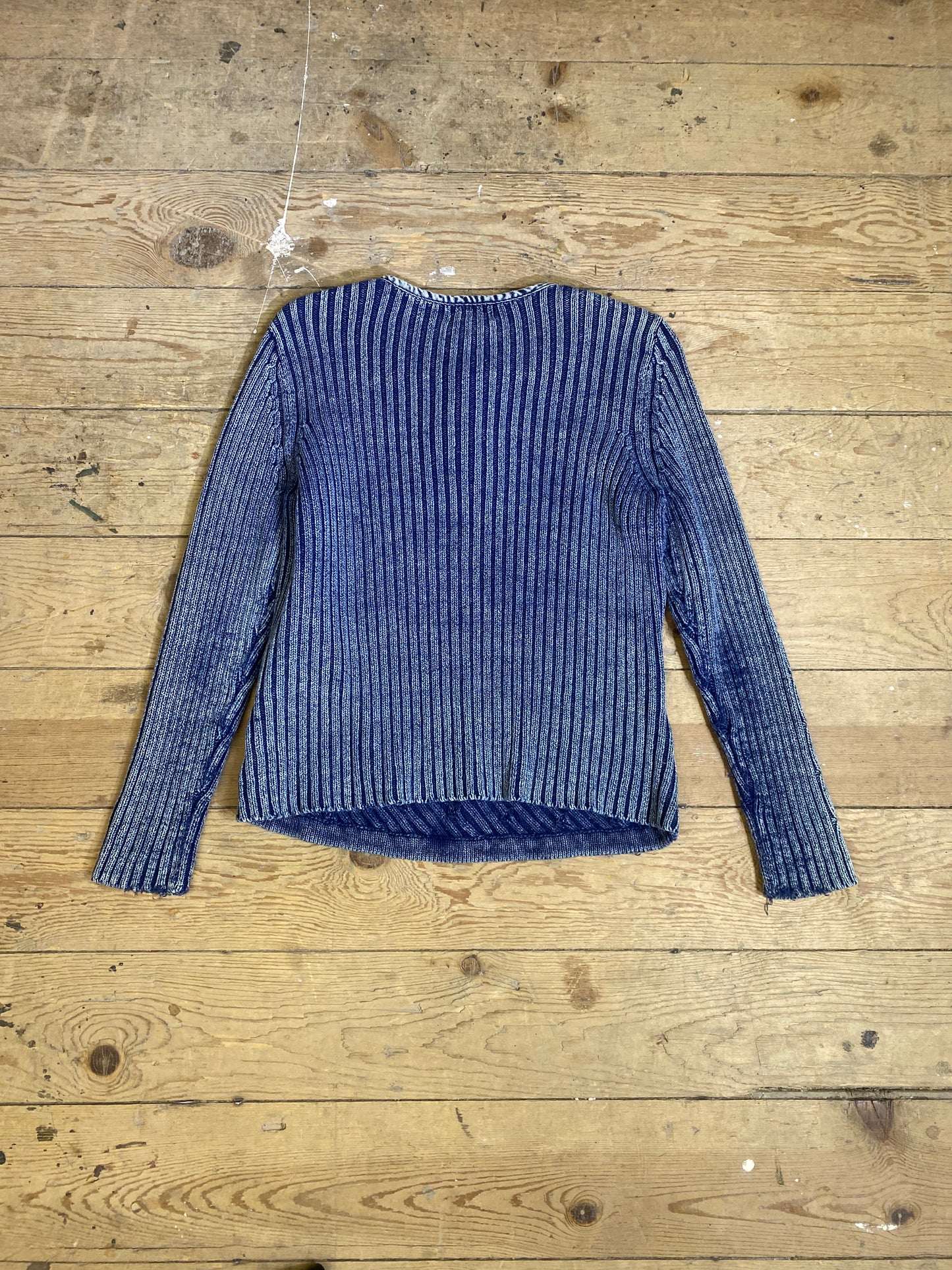 1990s Henley Knit Acid Wash Sweater by PBJ Blues