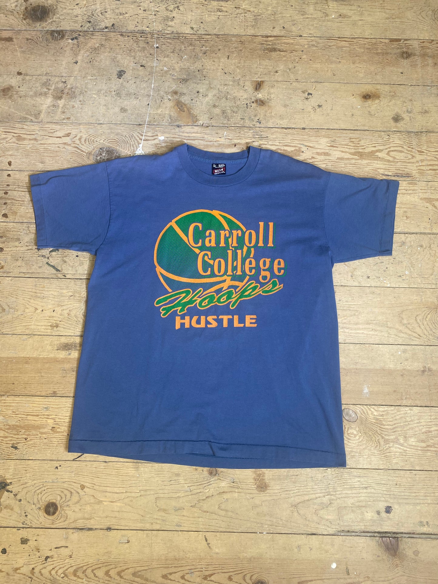 1990s Carol College Hoops Hustle Graphic T-Shirt by Fruit of The Loom