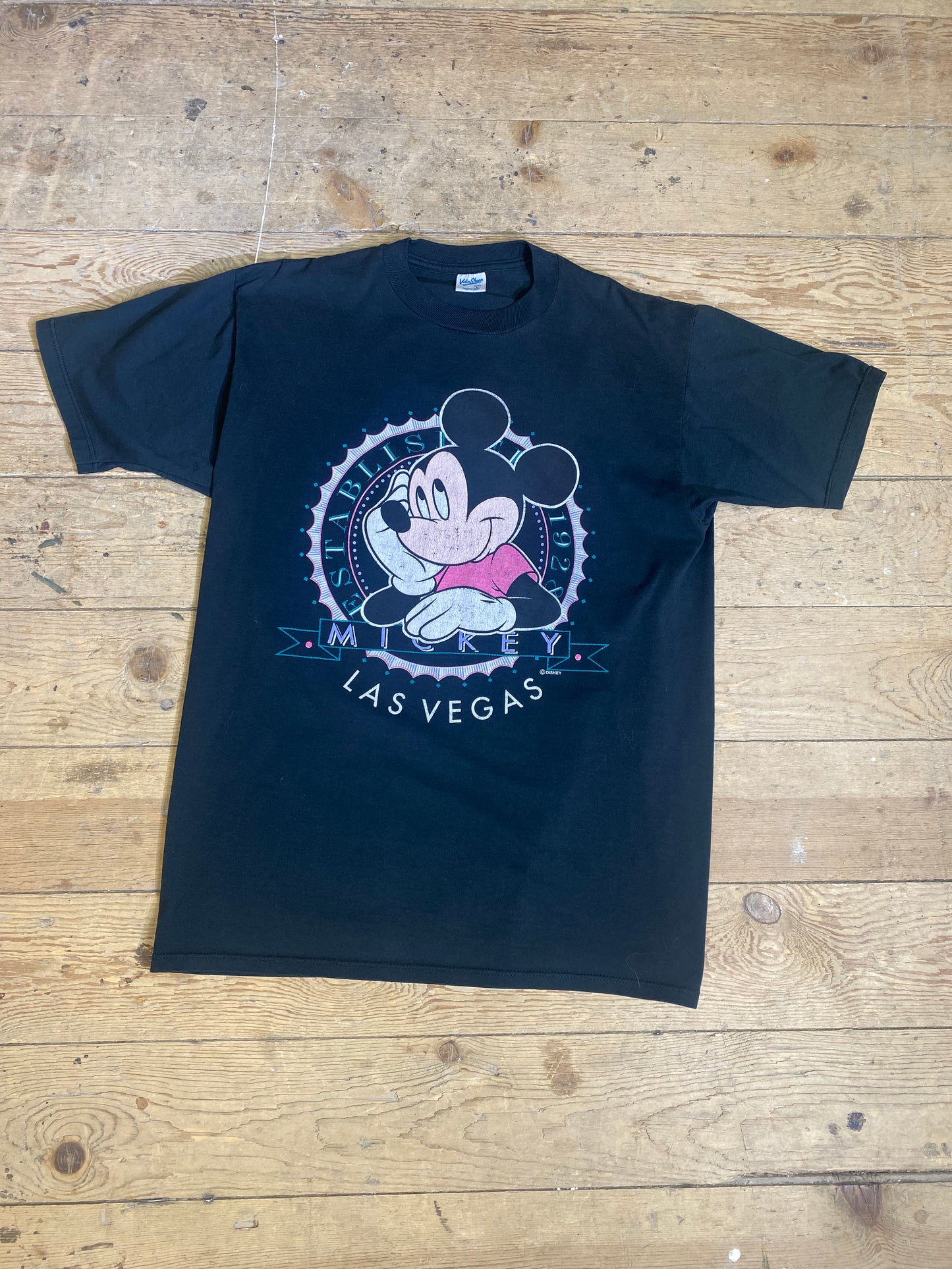 1990s Mickey Mouse Las Vegas Graphic T-Shirt by Velva Sheen