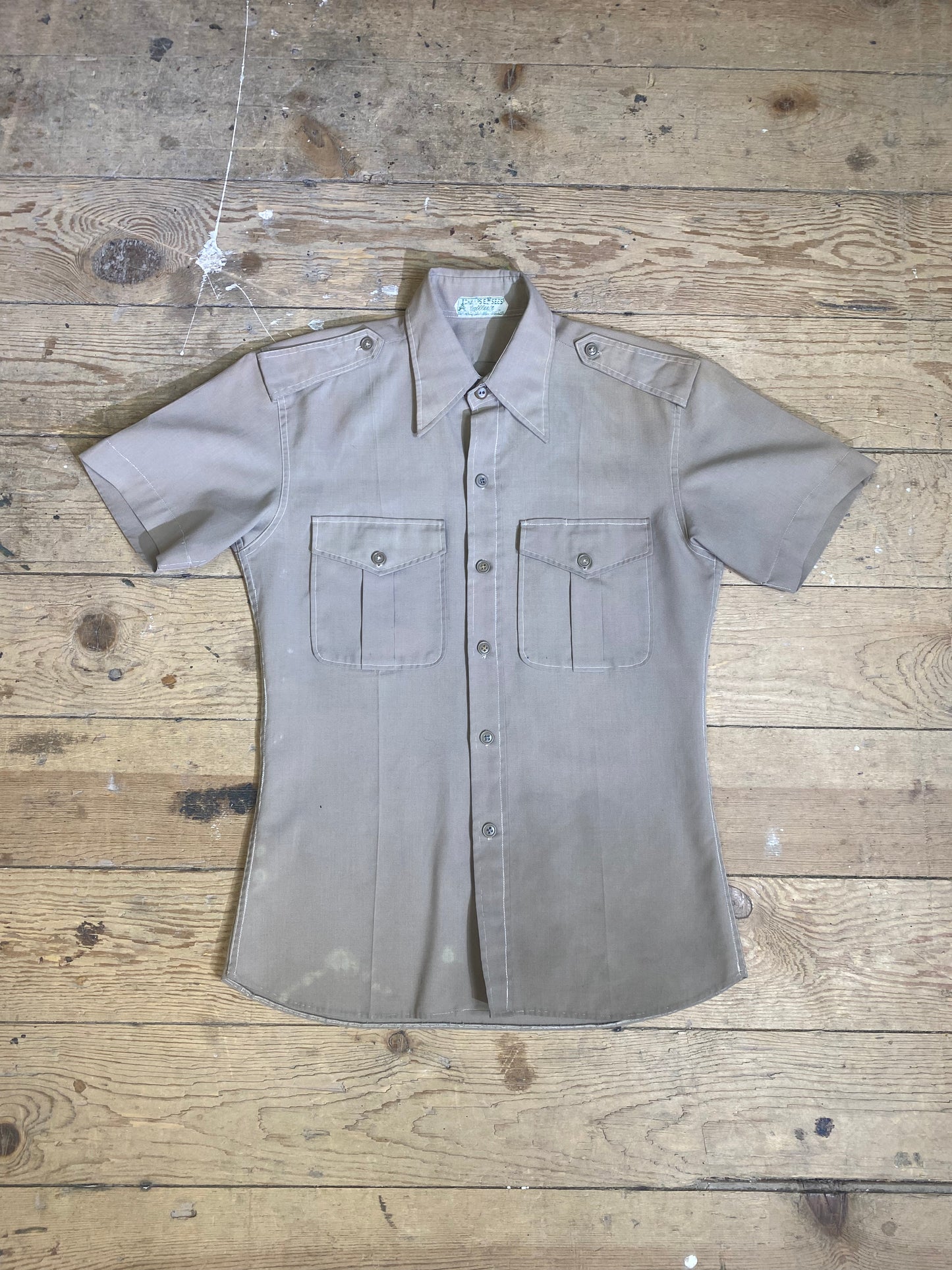 True Vintage Tan Double Pocket Button Up by Champs Elysees Tailleur