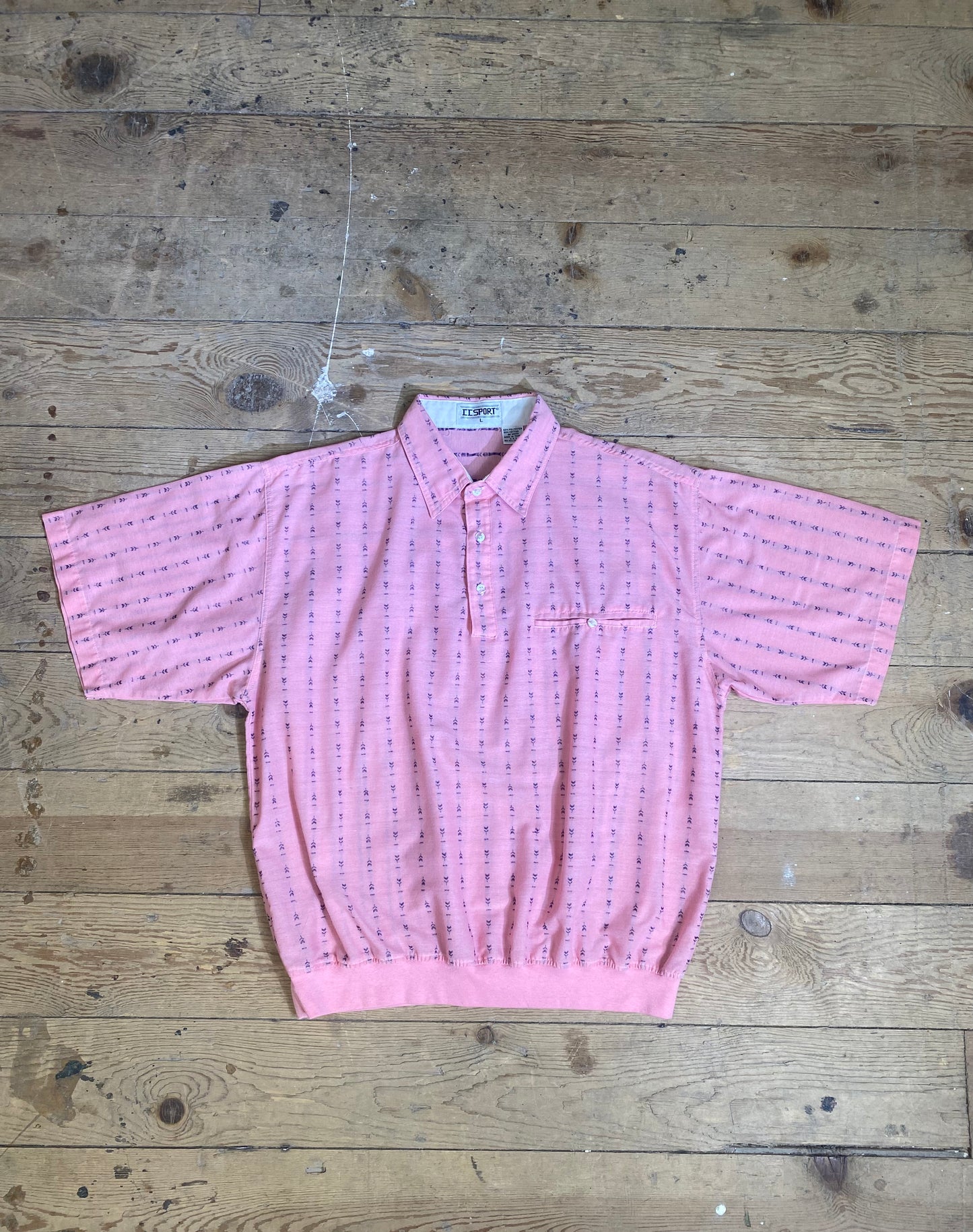 1990s Pink Patterned Popover Shirt by CC Sport