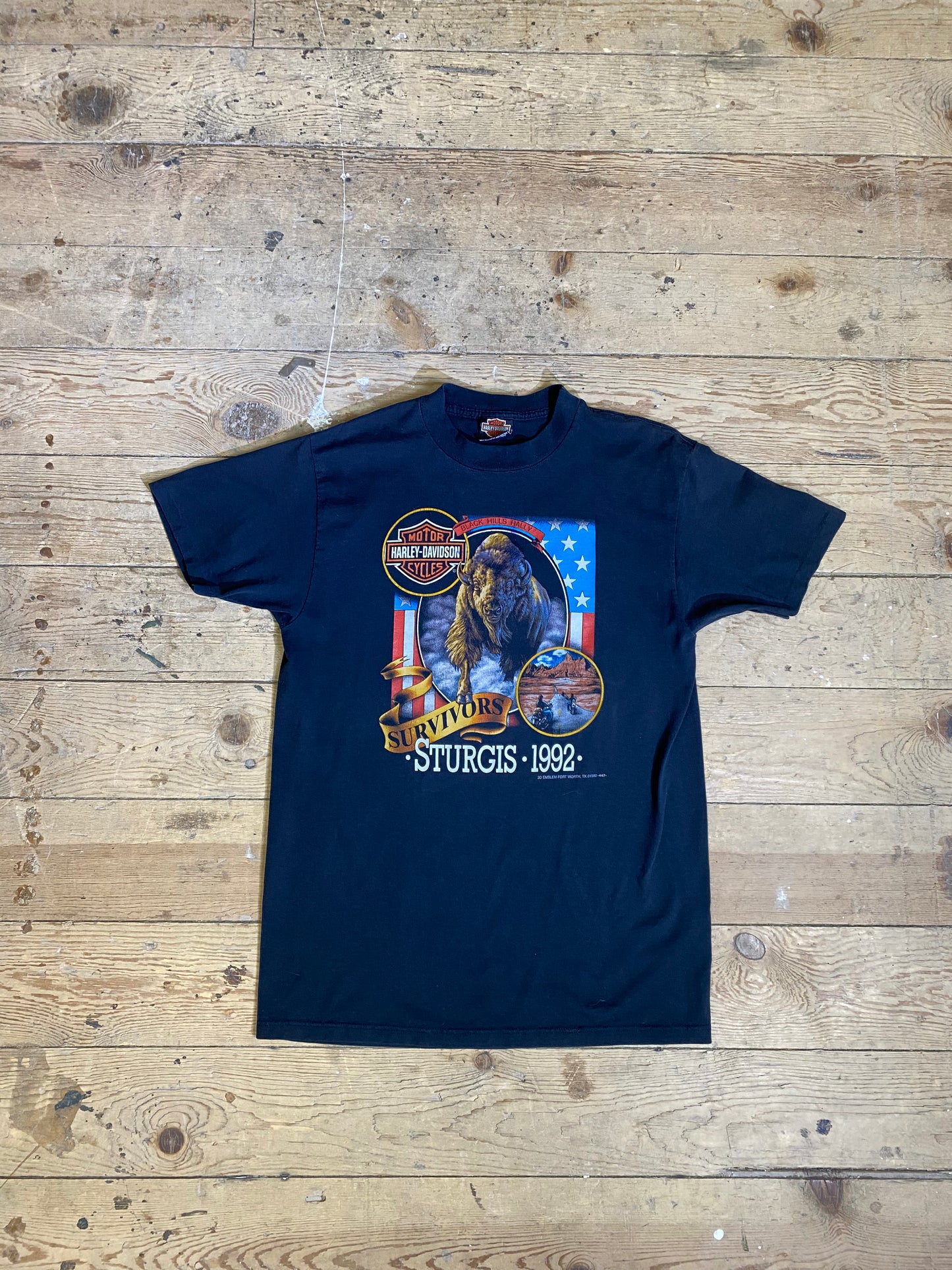 1992 Sturgis Survivors Graphic T-Shirt by Harley Davidson Motor Clothes