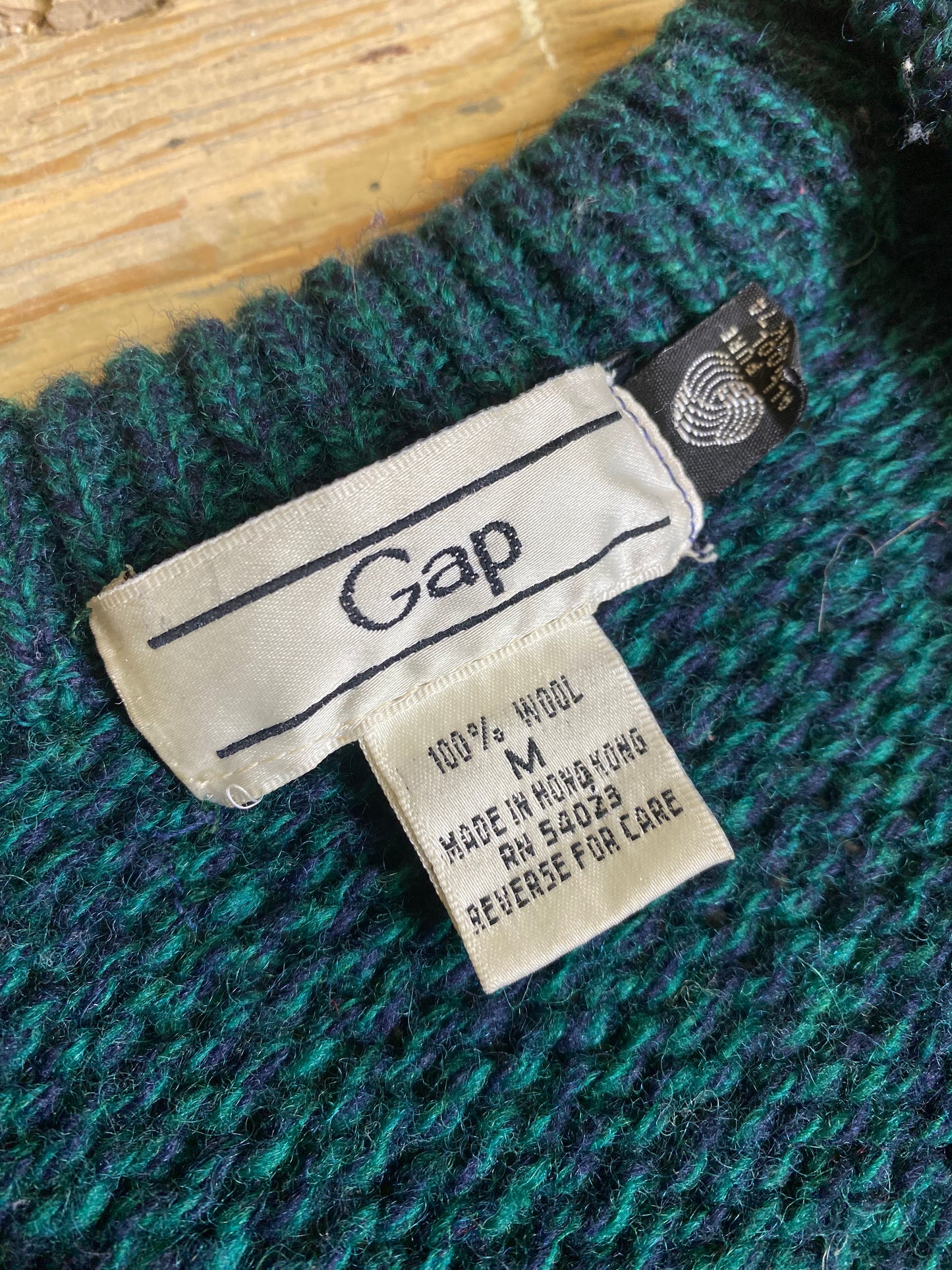 1990s Diamond Argyle Zip-Up Wool Sweater by GAP