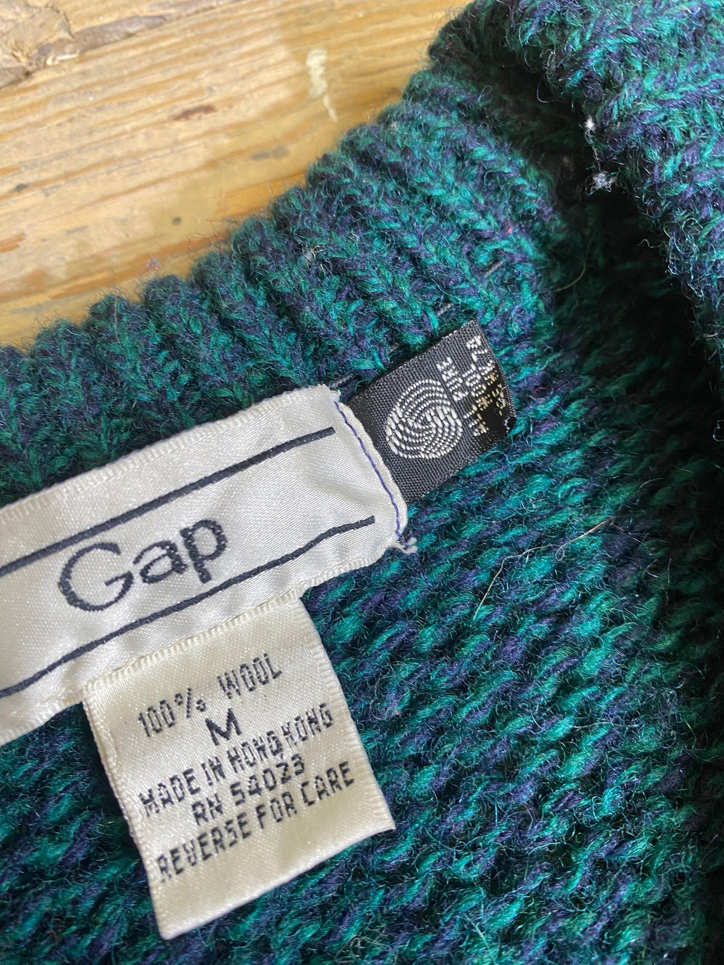 1990s Diamond Argyle Zip-Up Wool Sweater by GAP