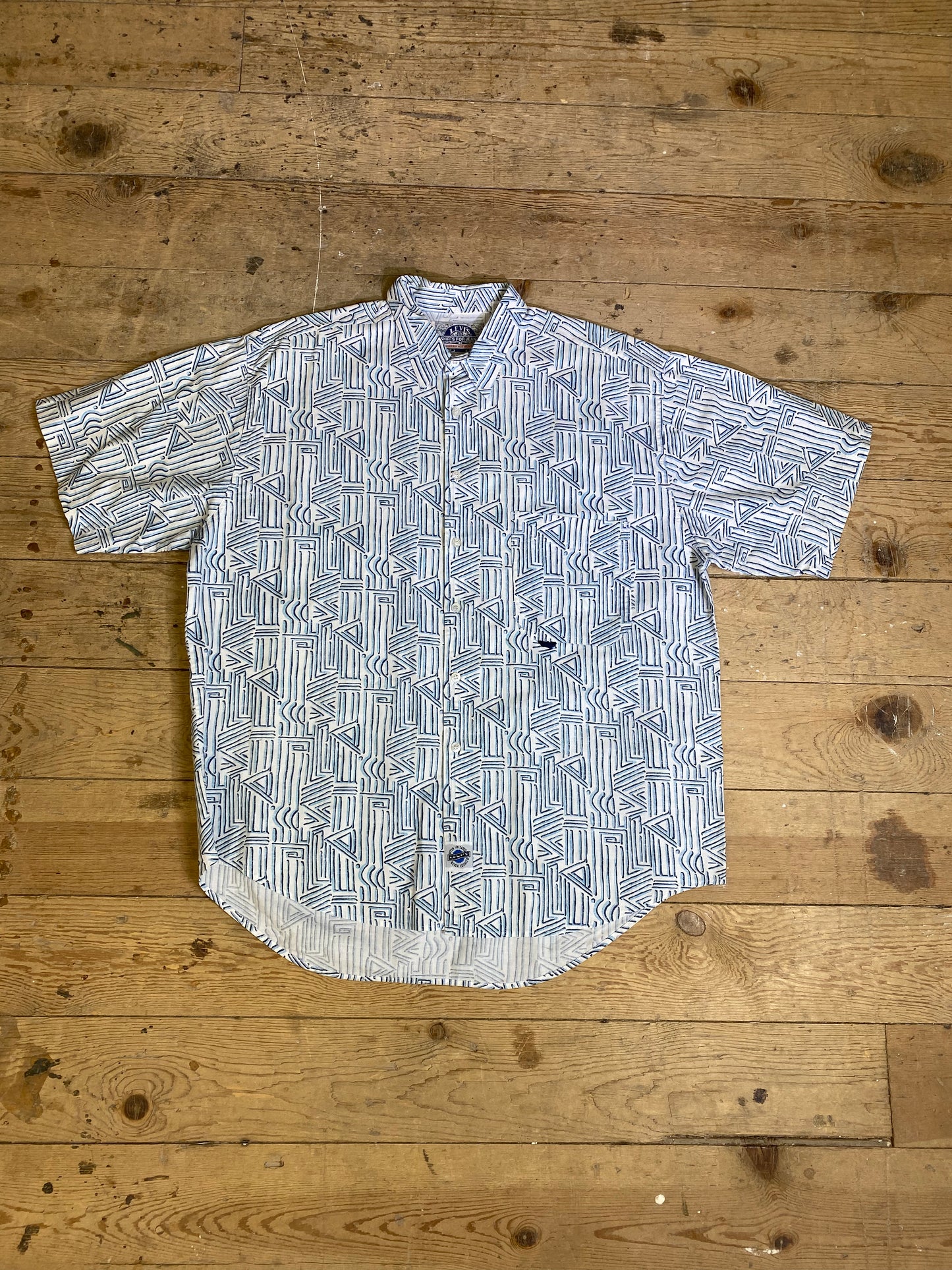 1990s Blue Patterned Button Up Shirt by Levi's