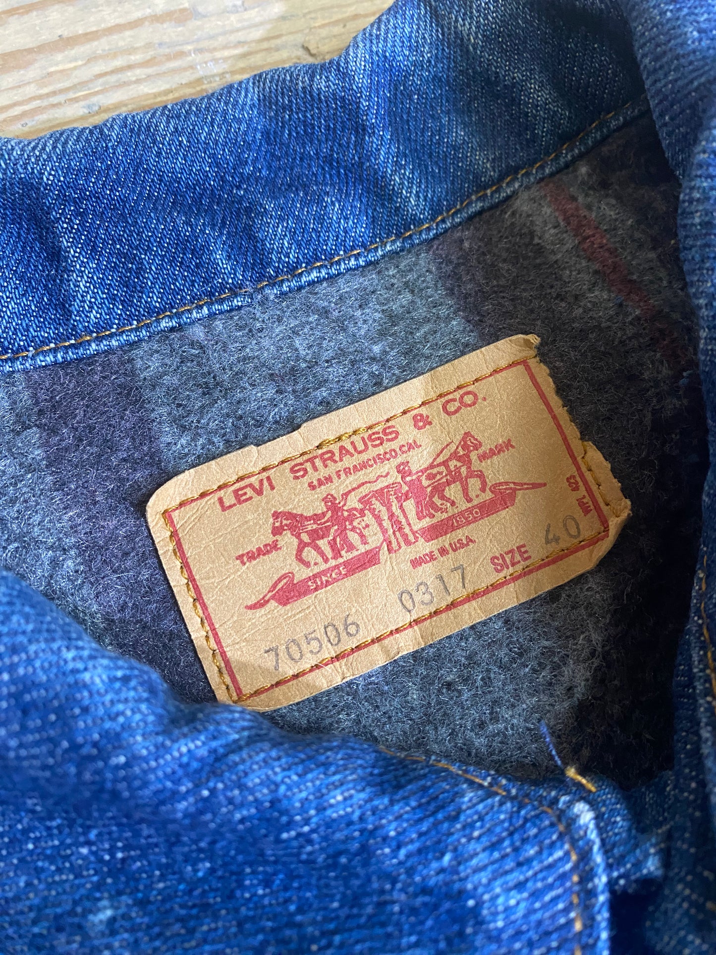 1980s Blanket-Lined 70506 Denim Jacket by LEVI'S