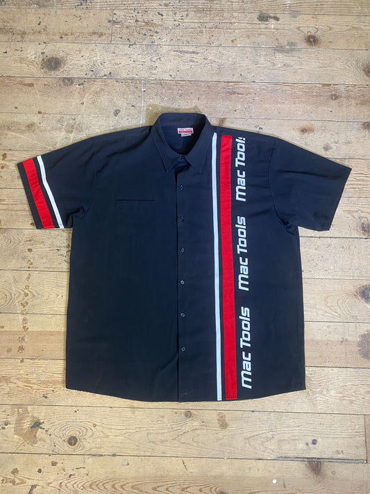 Short Sleeve Black with Red/White Stripe Button-Up by MAC TOOLS