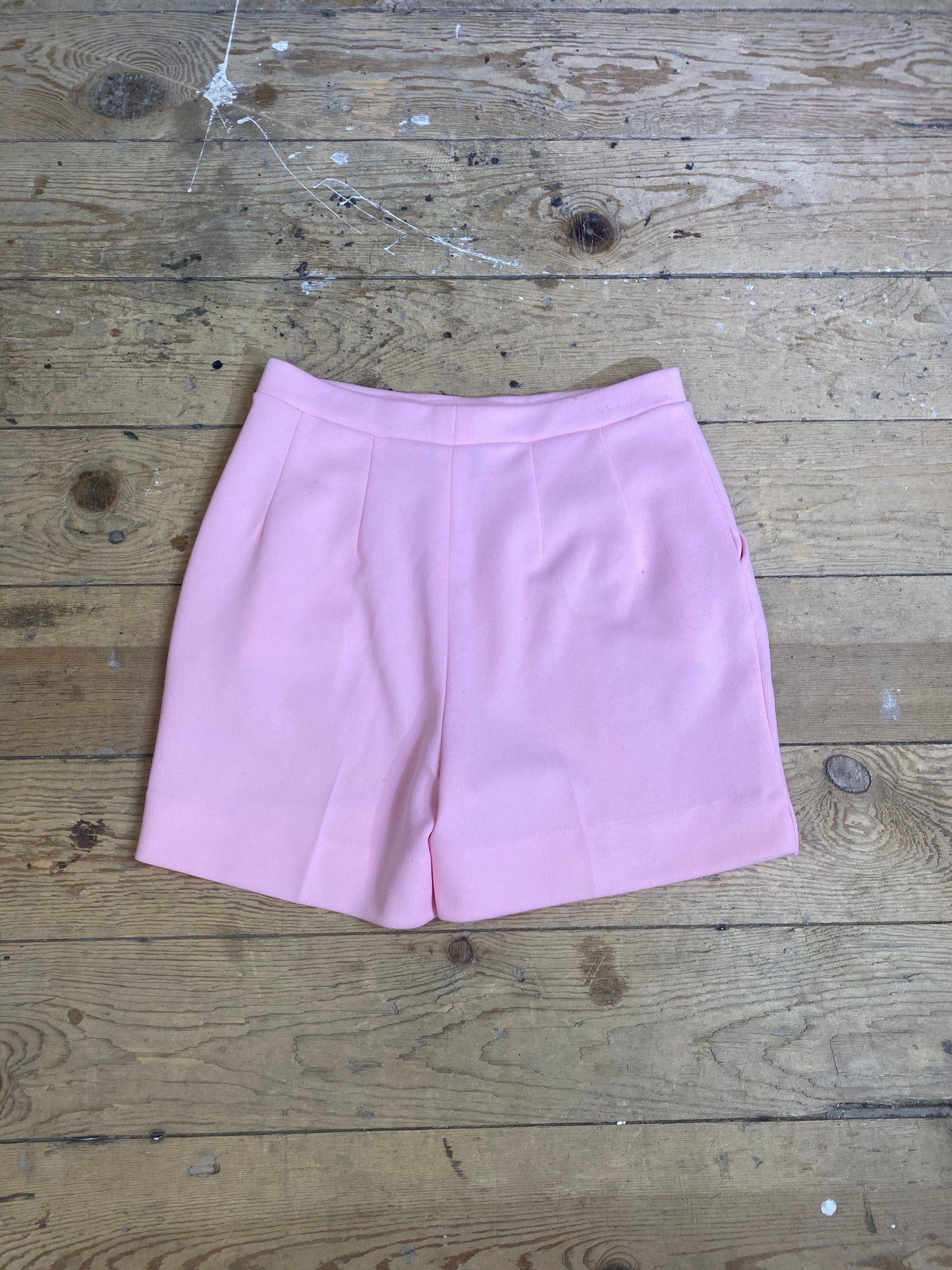 "Back view of Vintage High-Waisted Pink Shorts by Haymaker Lacoste, highlighting the tailored fit and timeless elegance for a chic and comfortable fashion statement."