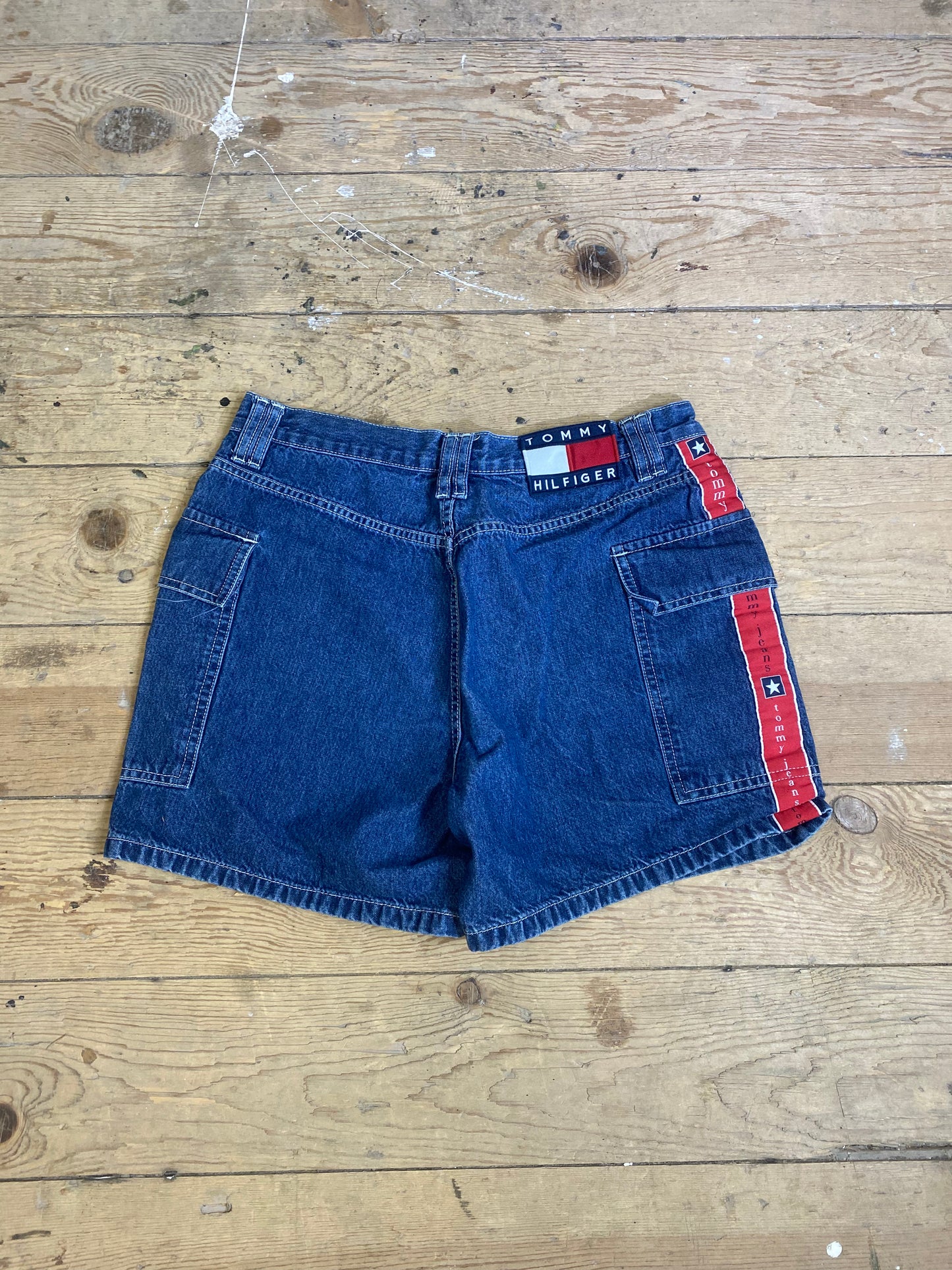 Y2K Era Mid-Wash Denim Cargo Shorts By Tommy Hilfiger