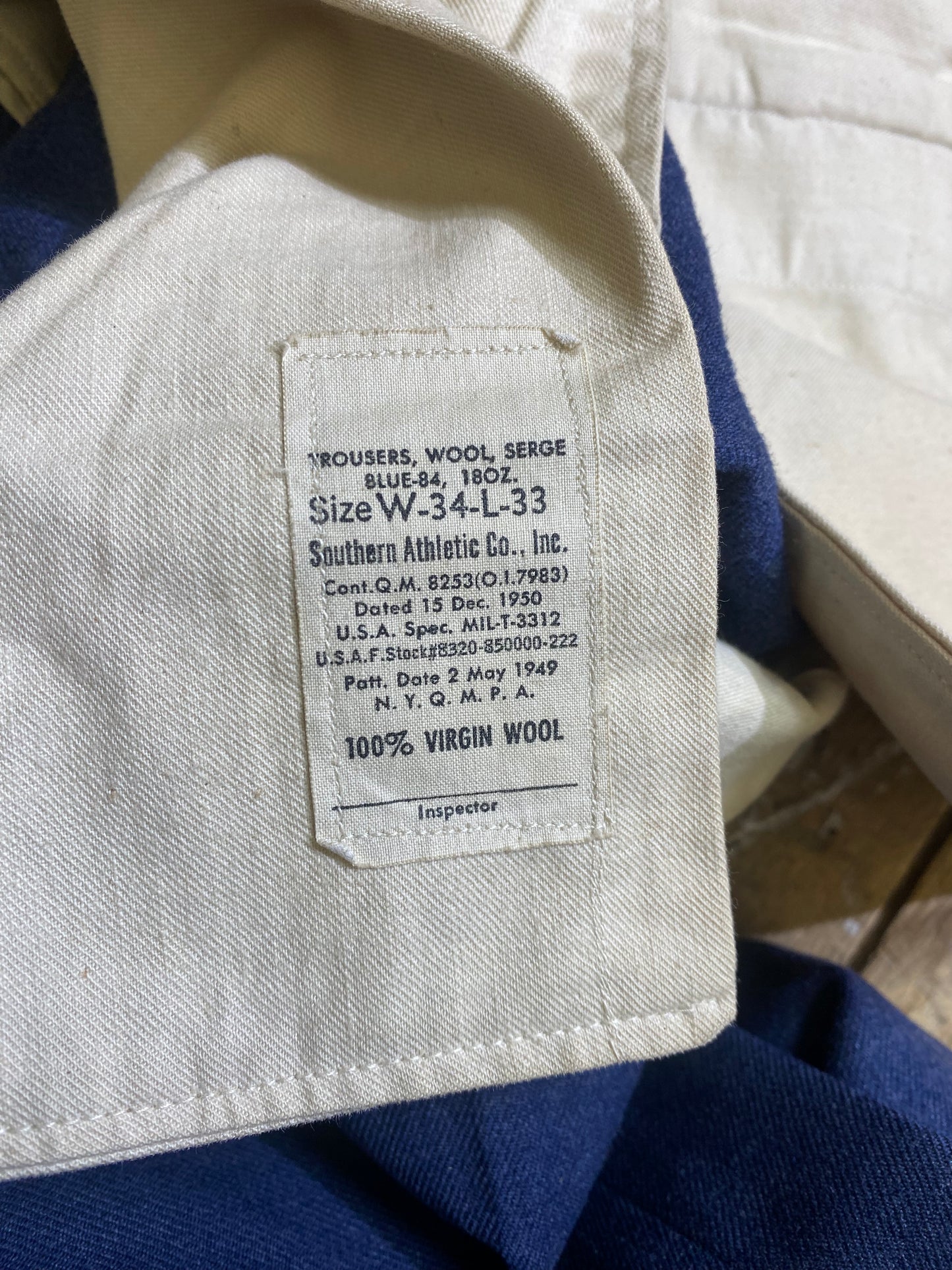 1950s-1960s U.S. Air Force 100% Wool Button Suspender Pants