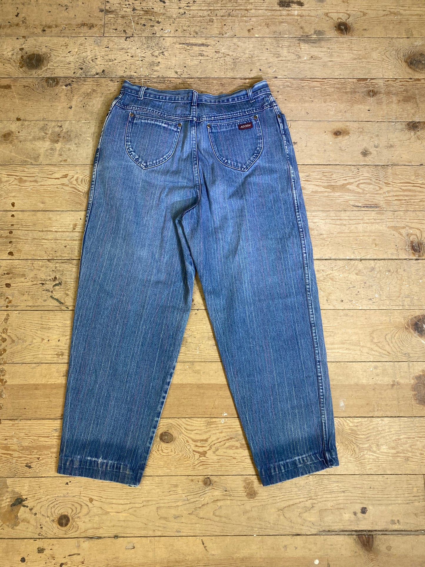 1980s-1990s Rainbow Pinstripe Denim Jeans by ADORN