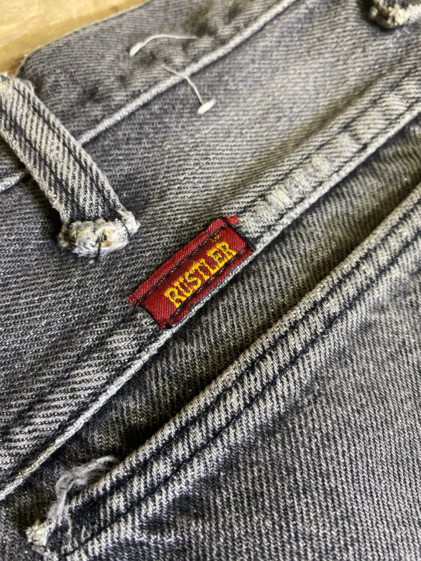 1990s Faded Black Denim Jeans by RUSTLER