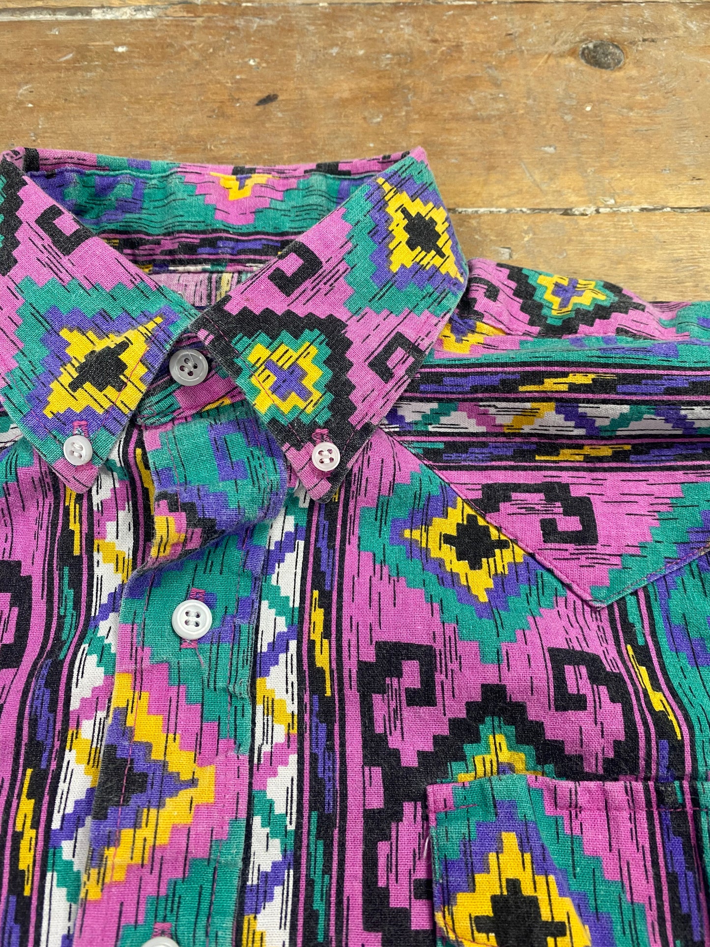 1980s Vibrant Patterned Button Up Shirt by Panhandle Slim